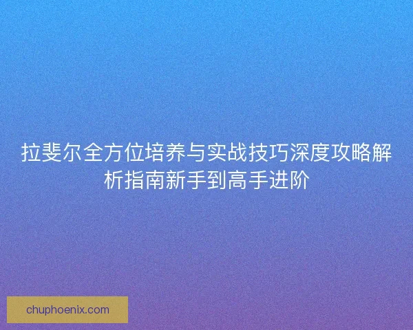 拉斐尔全方位培养与实战技巧深度攻略解析指南新手到高手进阶
